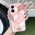 Marble Pink Customize Transparent Silicon Case For Vivo T2x 5G