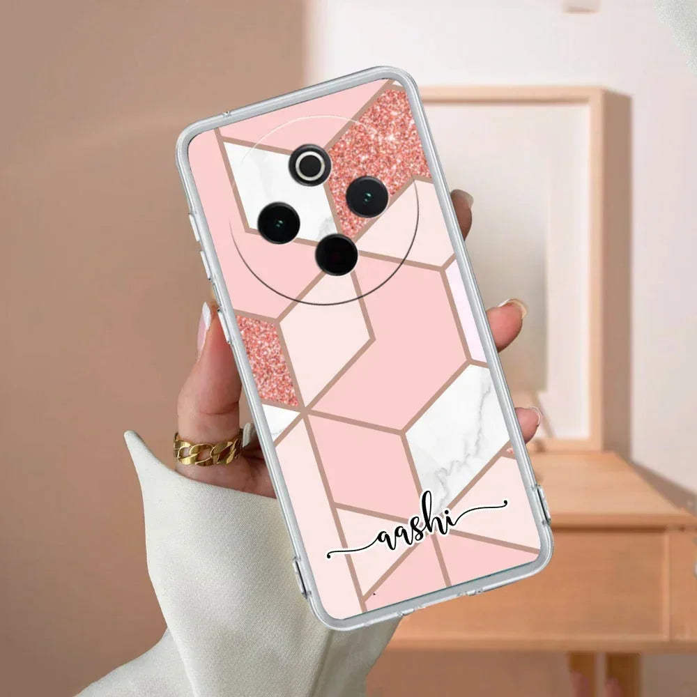 Marble Pink Customize Transparent Silicon Case For Vivo Y28s/ Y28e