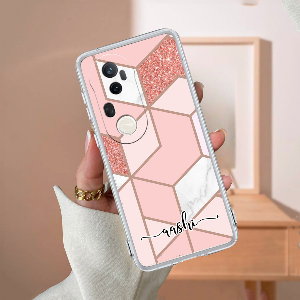 Marble Pink Customize Transparent Silicon Case For Vivo T4 Ultra 5G