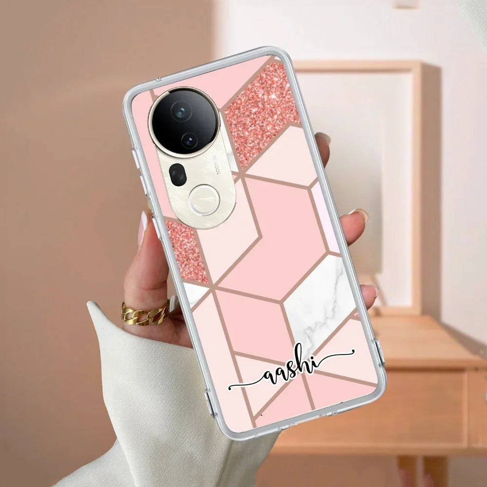 Marble Pink Customize Transparent Silicon Case For Vivo V20 SE
