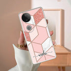 Marble Pink Customize Transparent Silicon Case For Vivo Y58 5G