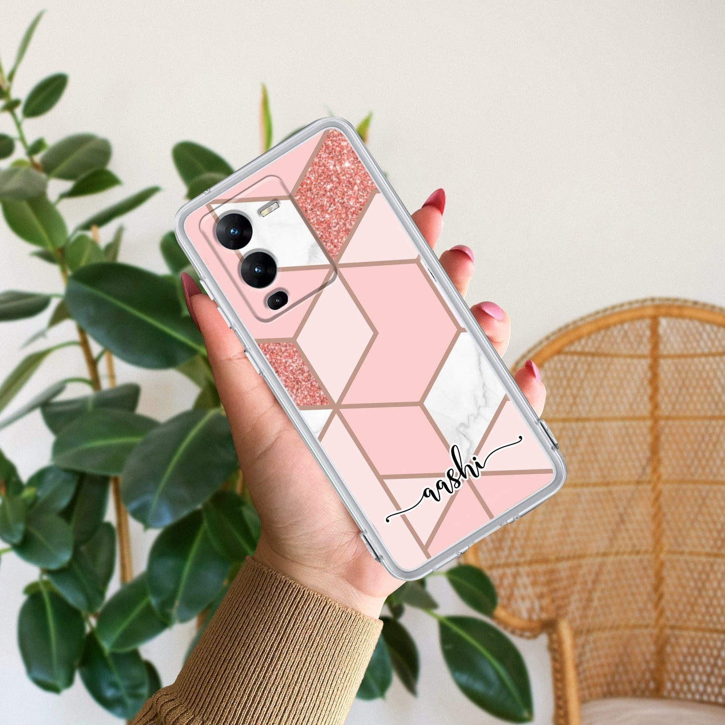 Marble Pink Customize Transparent Silicon Case For Vivo