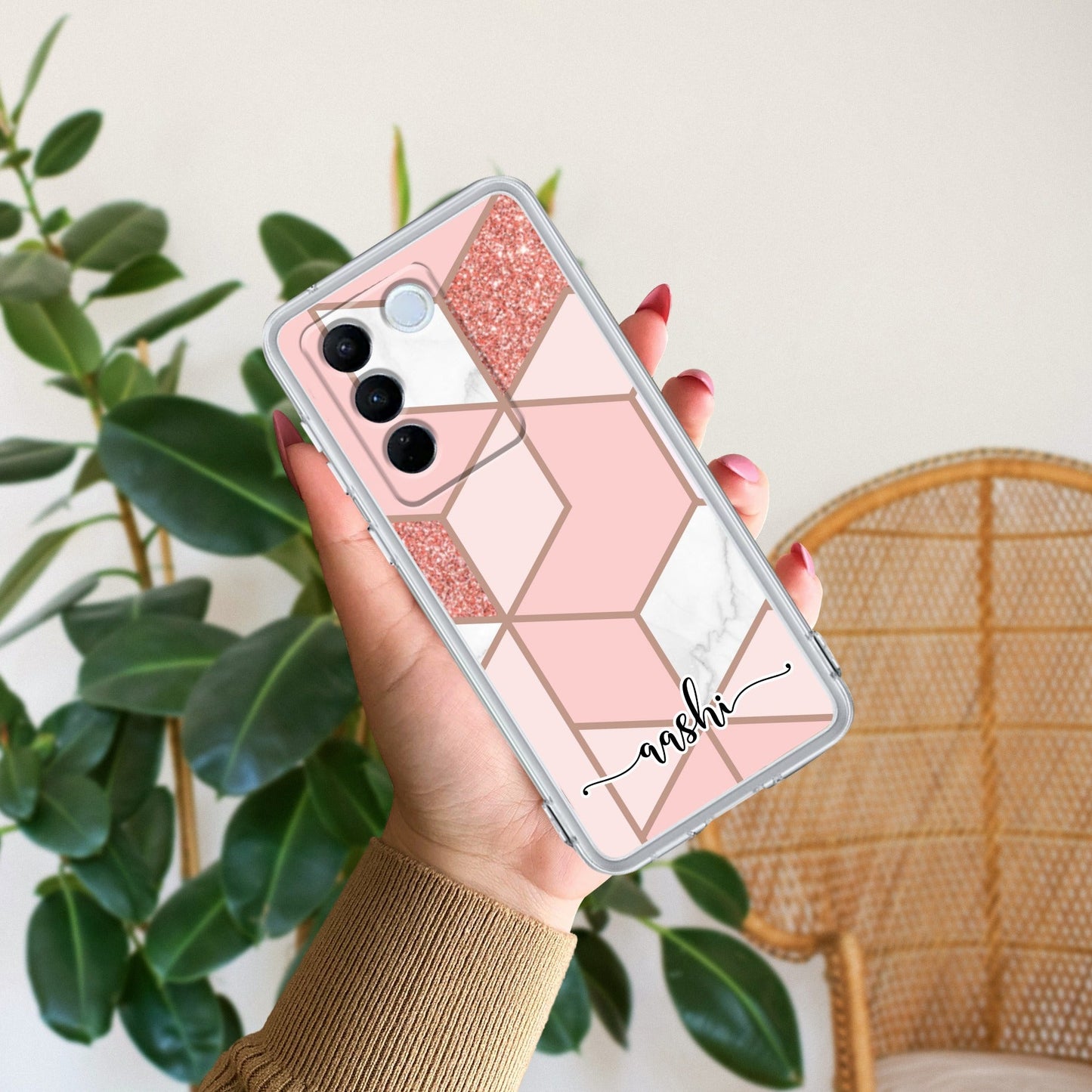 Marble Pink Customize Transparent Silicon Case For Vivo