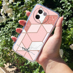 Marble Pink Customize Transparent Silicon Case For Vivo V30e 5G