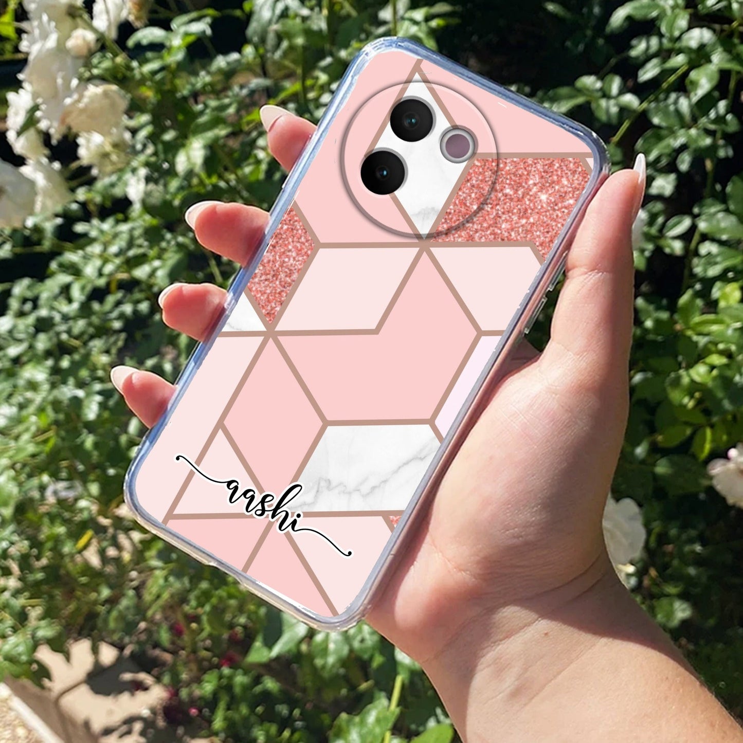 Marble Pink Customize Transparent Silicon Case For Vivo