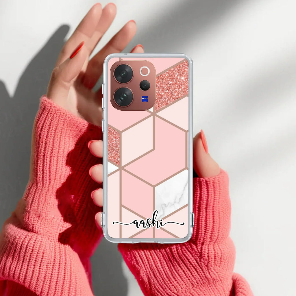 Marble Pink Customize Transparent Silicon Case For Vivo X200 FE