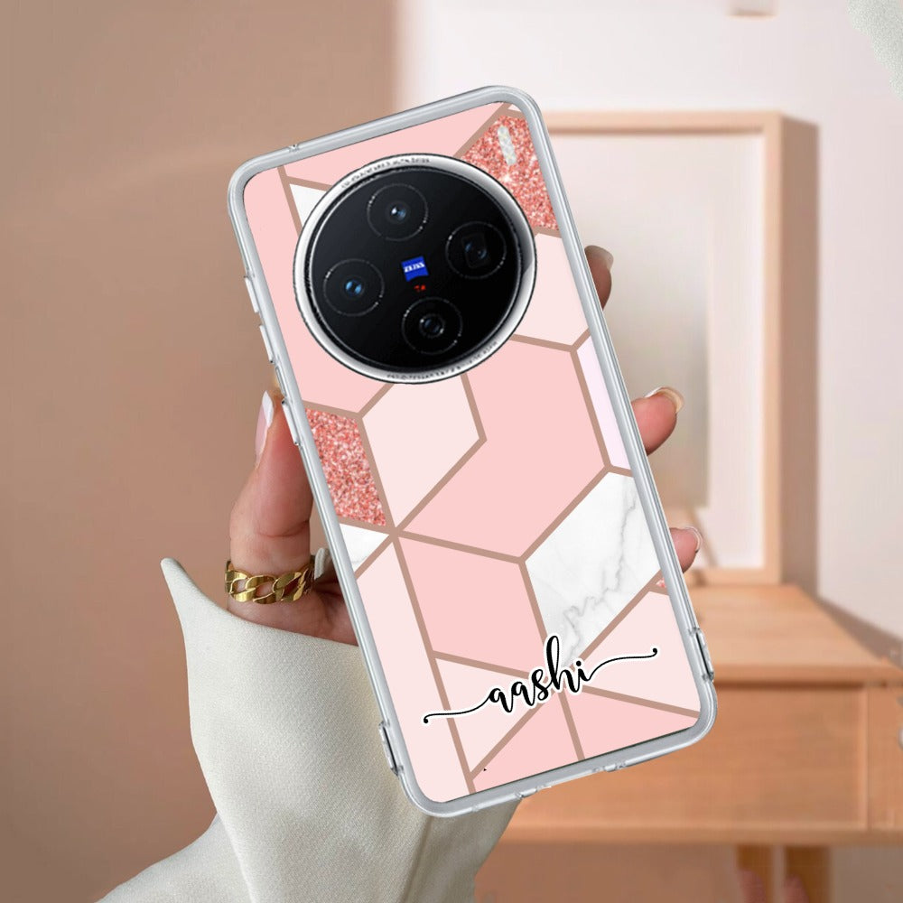 Marble Pink Customize Transparent Silicon Case For Vivo