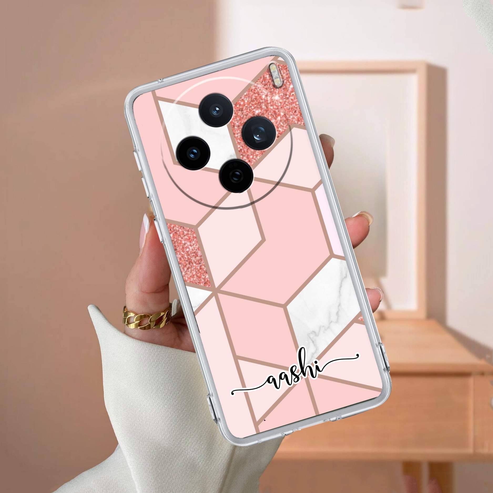 Marble Pink Customize Transparent Silicon Case For Vivo X200T 5G