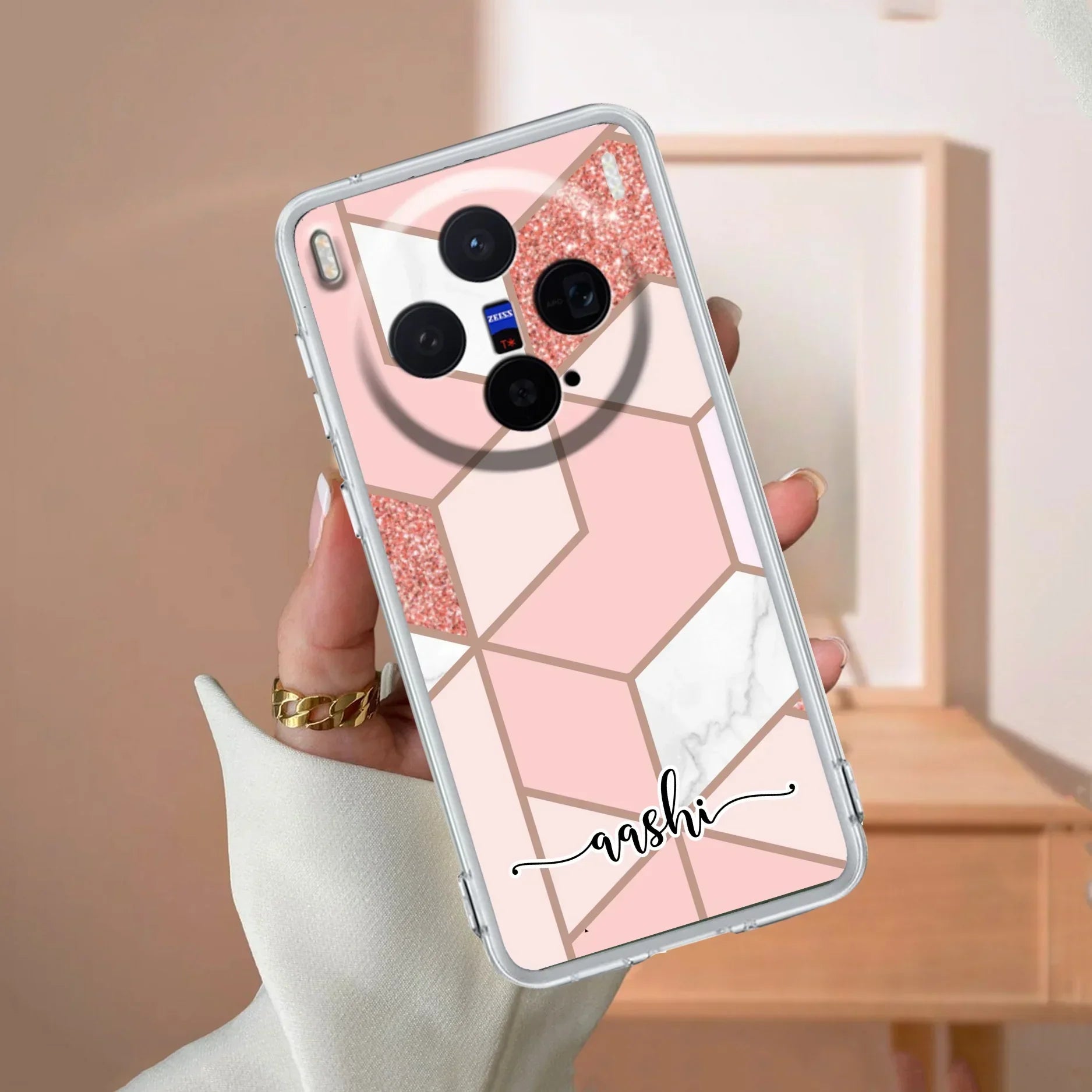 Marble Pink Customize Anti Yellow Case For Vivo X300 Pro 5G
