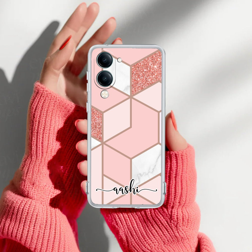Marble Pink Customize Transparent Silicon Case For Vivo