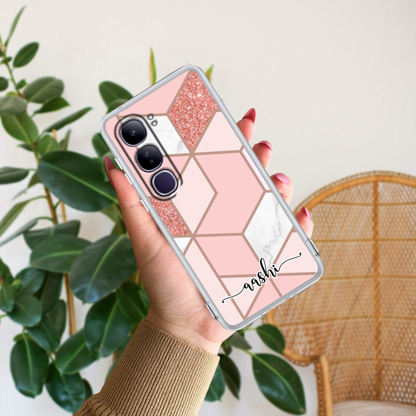 Marble Pink Customize Transparent Silicon Case For Vivo