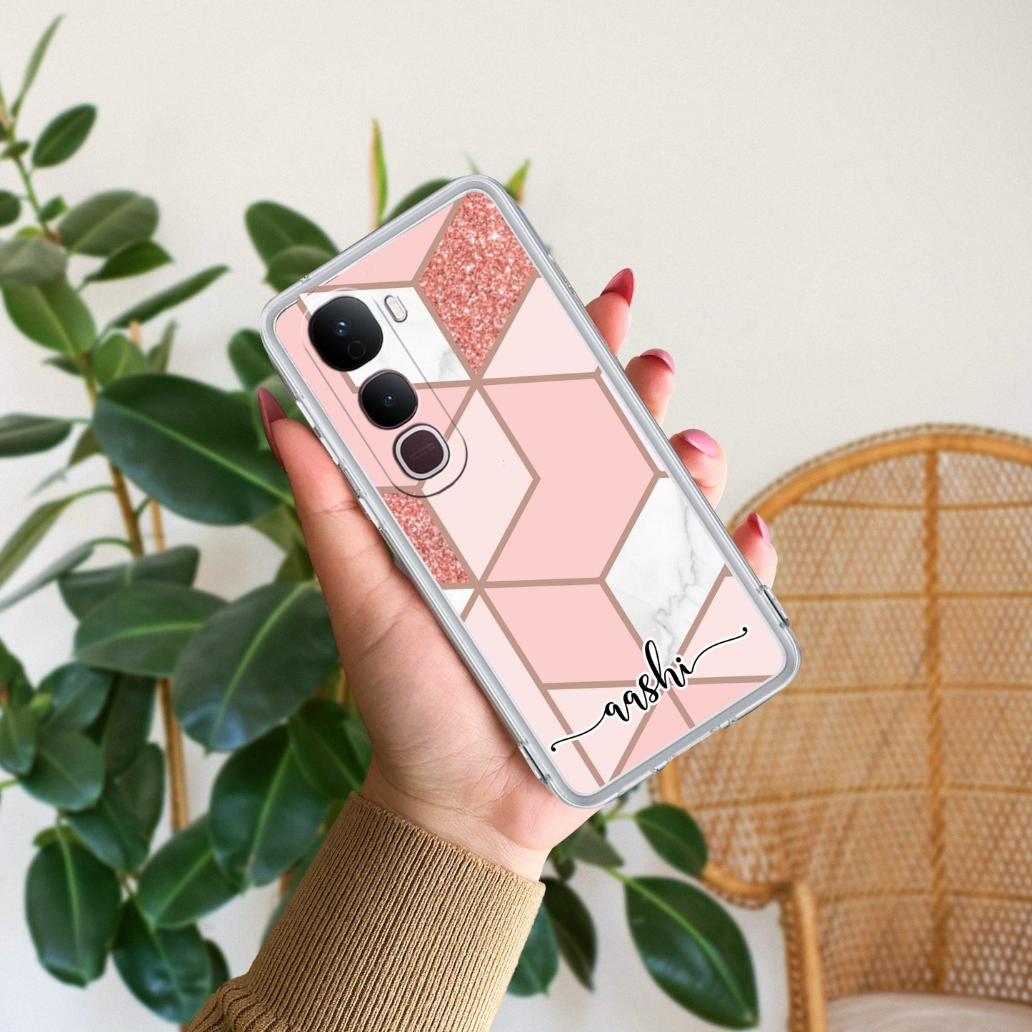 Marble Pink Customize Transparent Silicon Case For Vivo