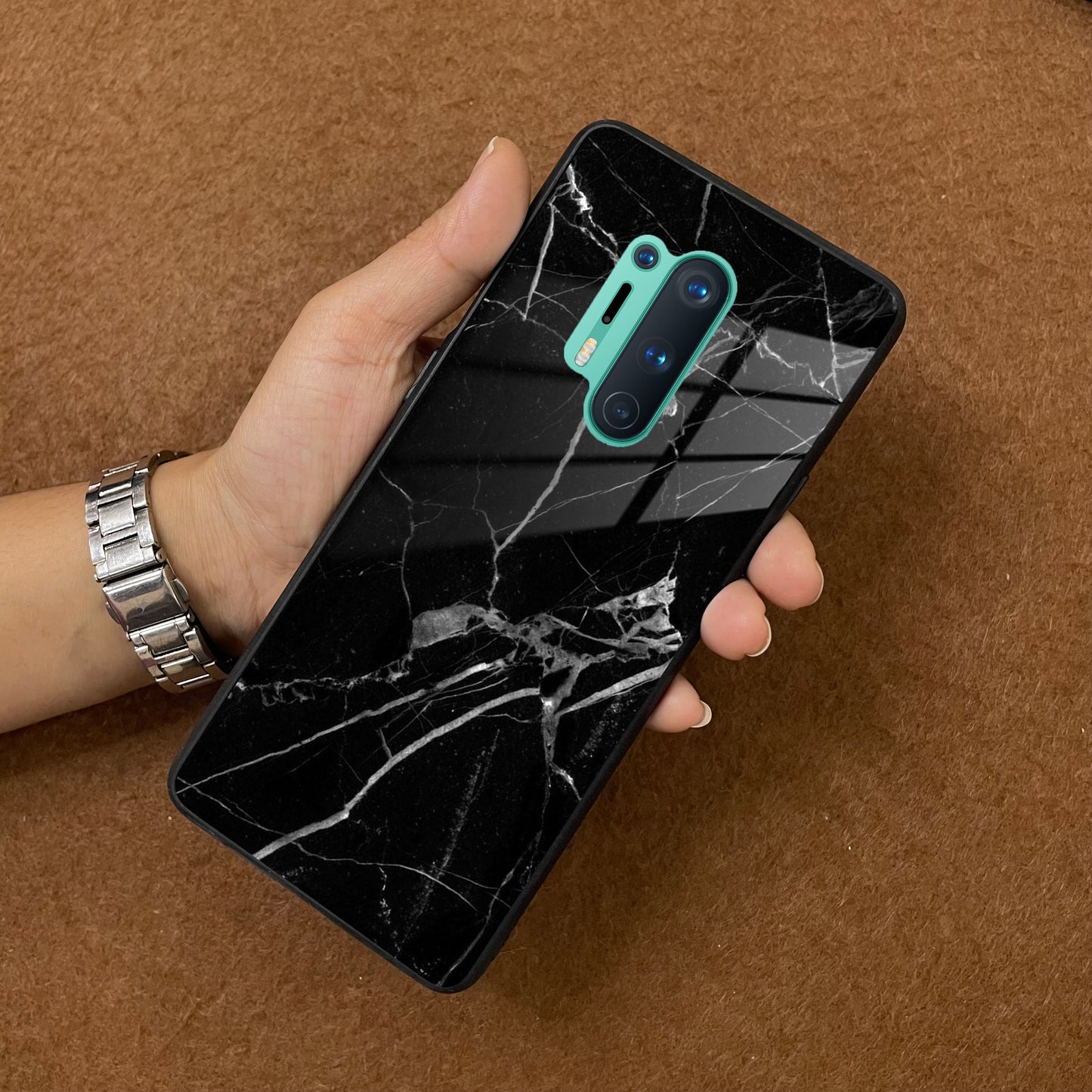Black Marble Patter Glass Case Cover For OnePlus