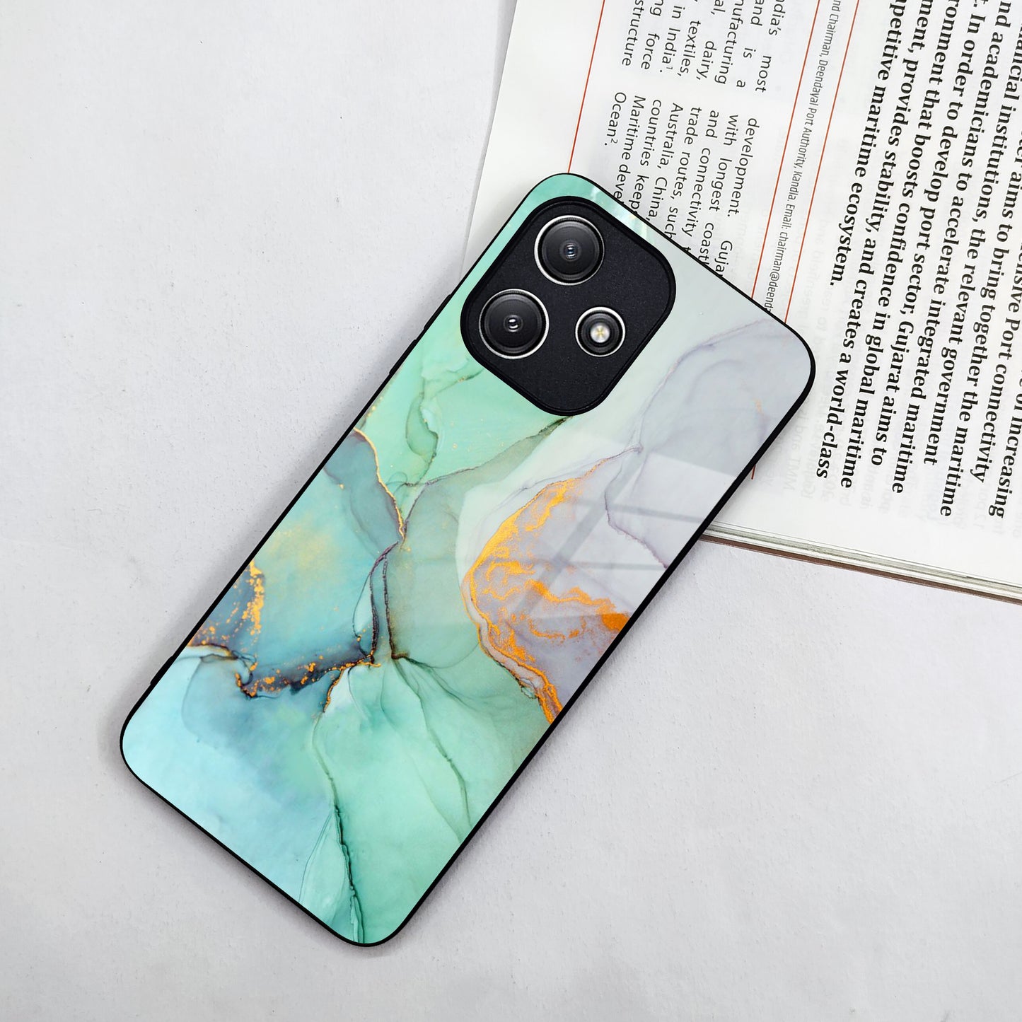 Marble Glass Finish Phone Case And Cover For Poco