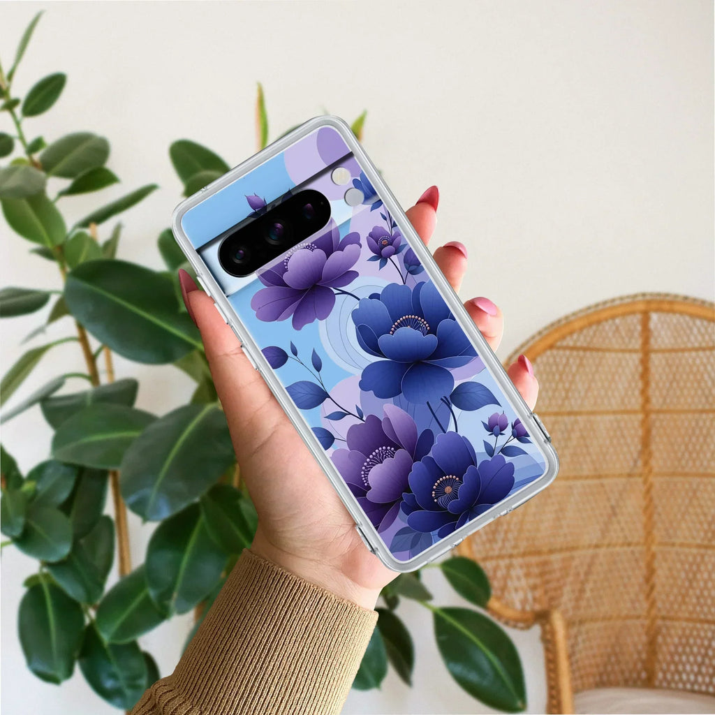 Midnight Bloom Transparent Silicon Case For Google Pixel 8 Pro 5G