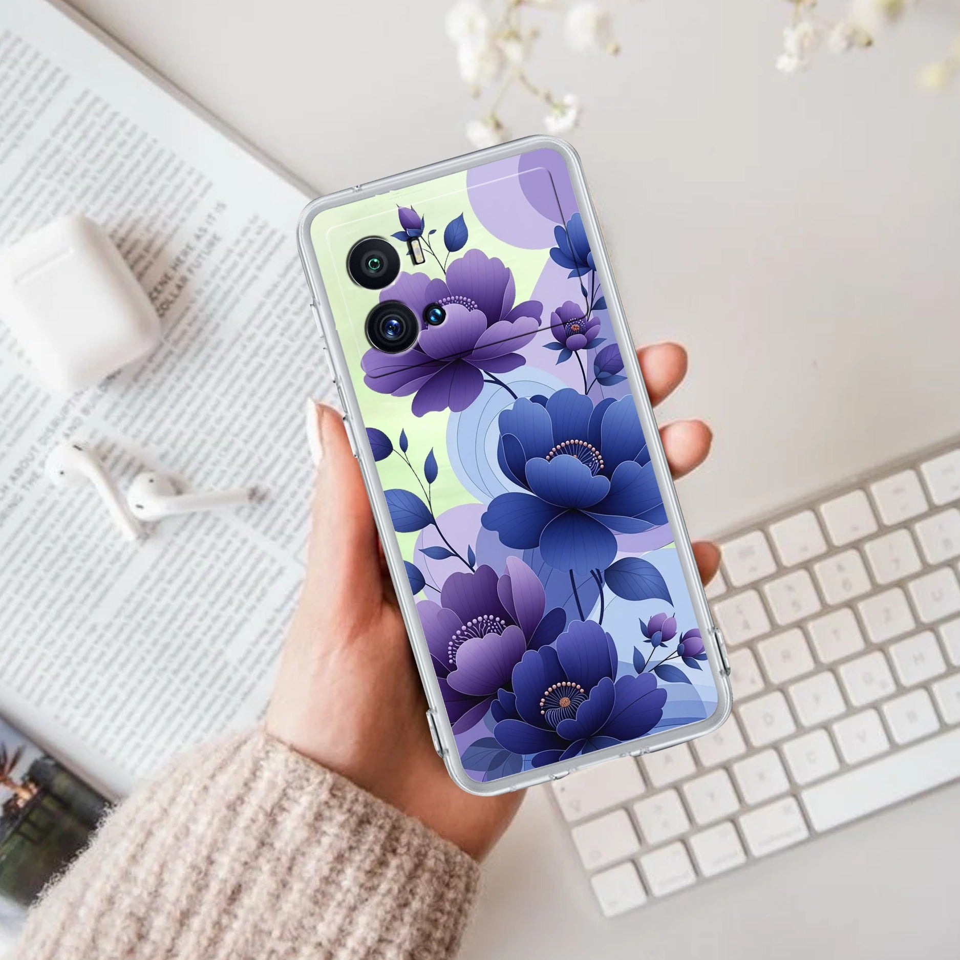 Midnight Bloom Transparent Silicon Case For iQOO Neo 7 Pro 5G
