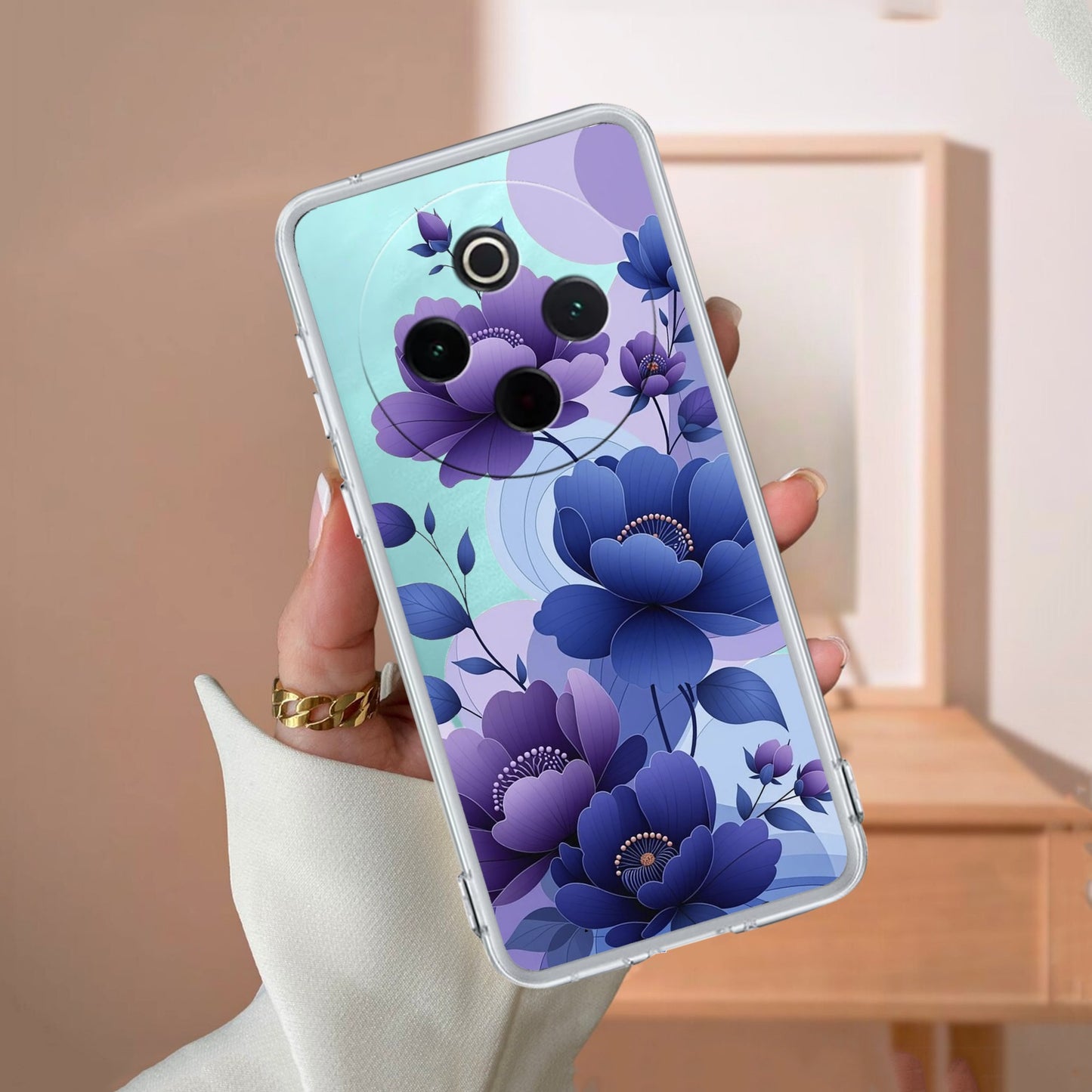 Midnight Bloom Transparent Silicon Case For iQOO