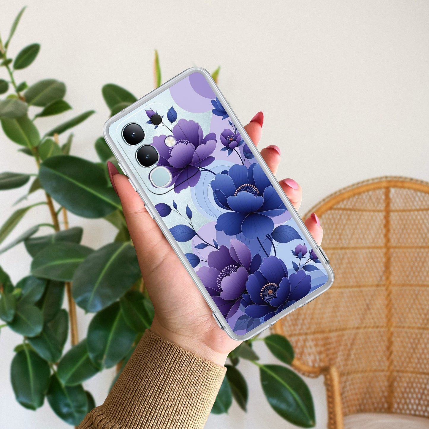Midnight Bloom Transparent Silicon Case For iQOO