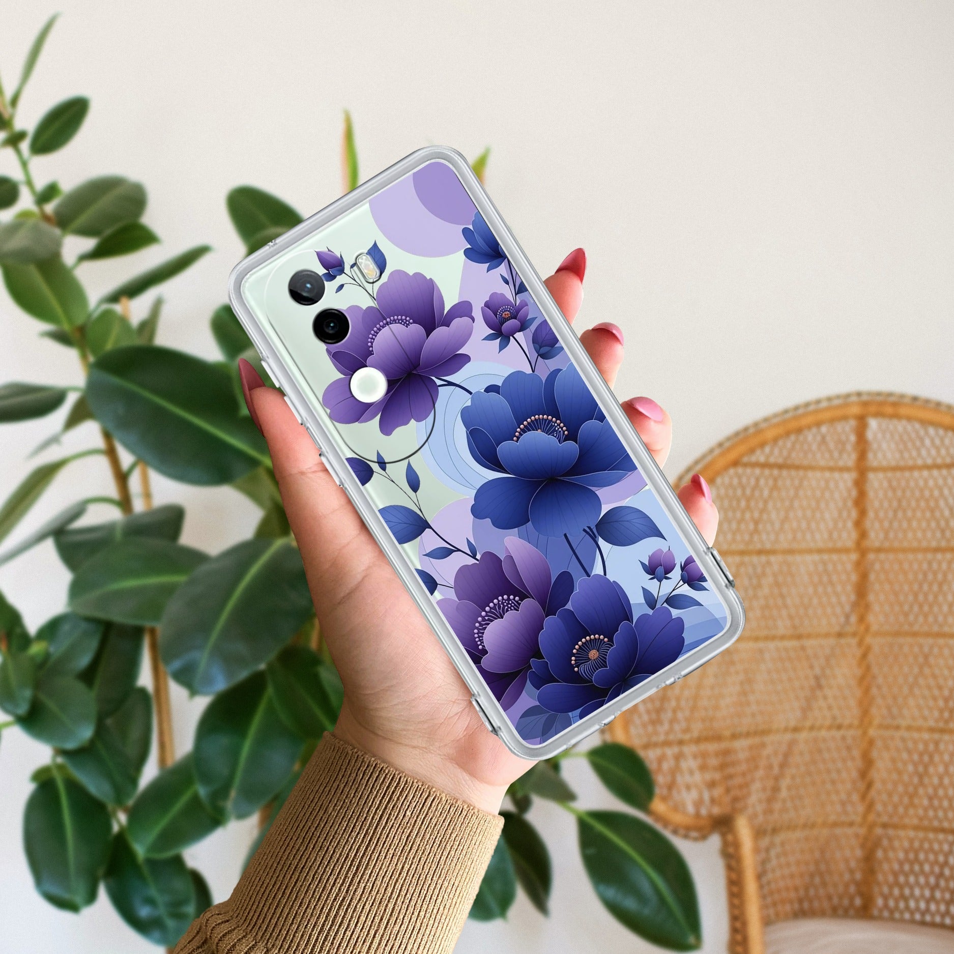 Midnight Bloom Transparent Silicon Case For iQOO Z9s 5G