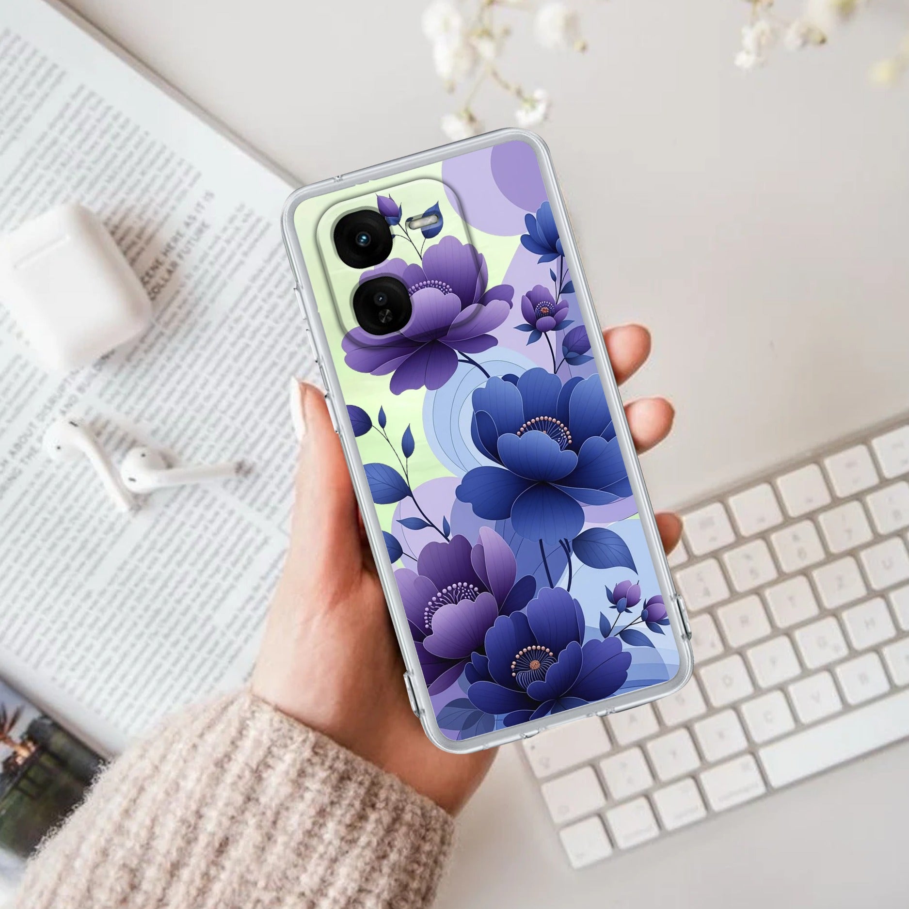 Midnight Bloom Transparent Silicon Case For iQOO Z9x 5G
