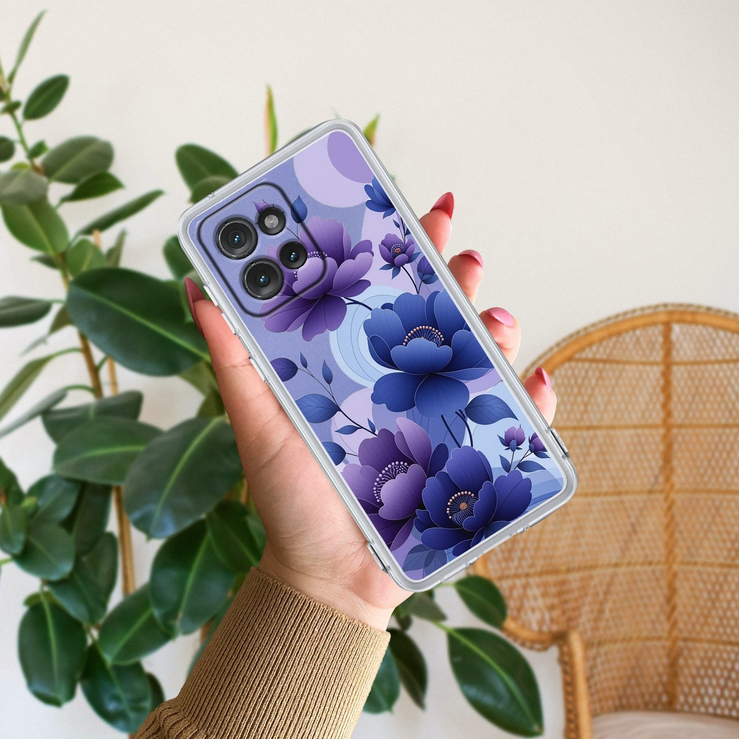 Midnight Bloom Transparent Silicon Case For Motorola