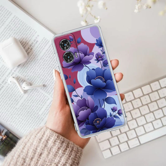 Midnight Bloom Transparent Silicon Case For Motorola