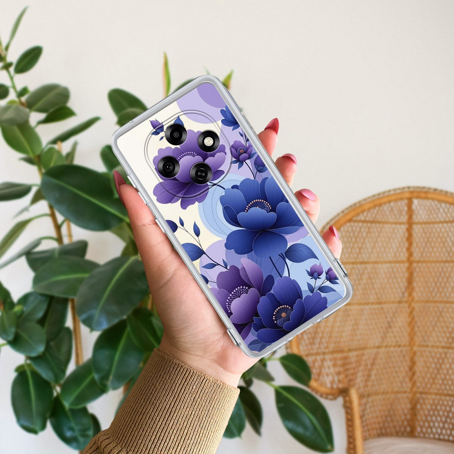Midnight Bloom Transparent Silicon Case For Oppo