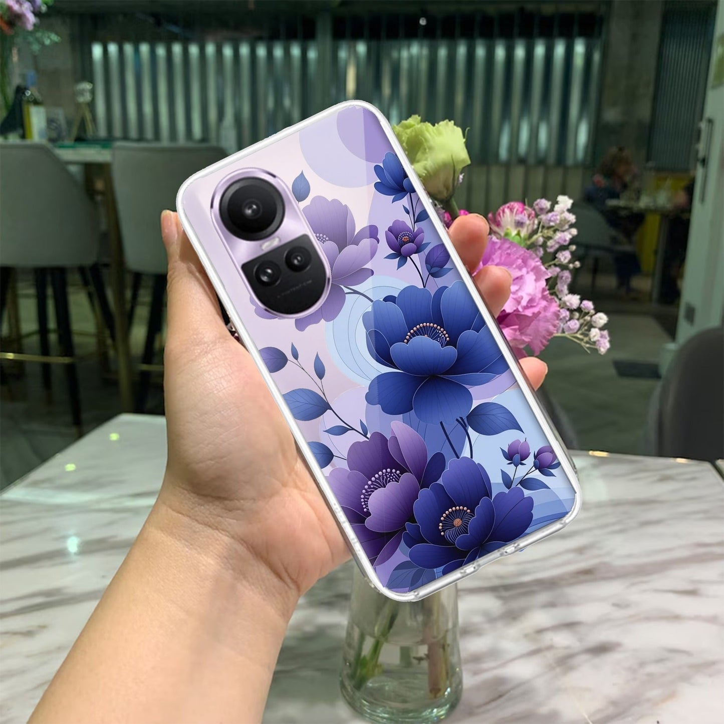 Midnight Bloom Transparent Silicon Case For Oppo