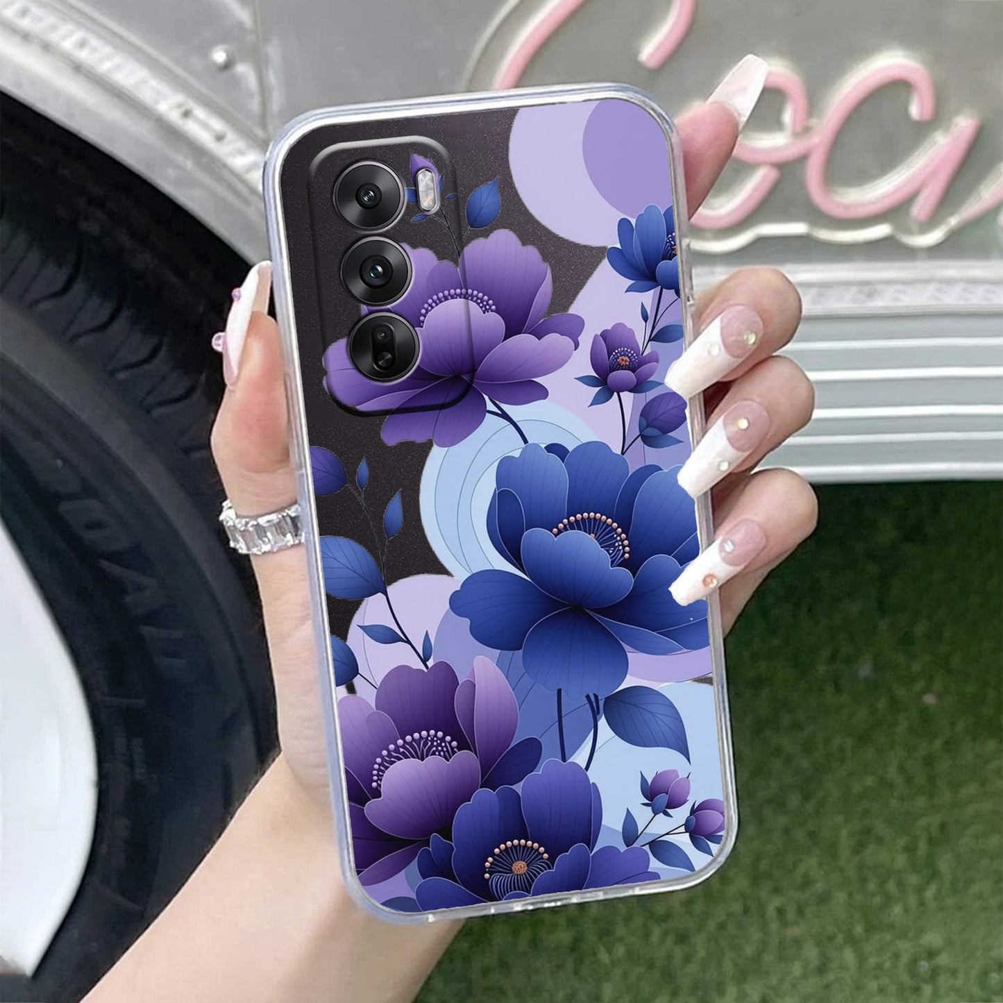 Midnight Bloom Transparent Silicon Case For Oppo