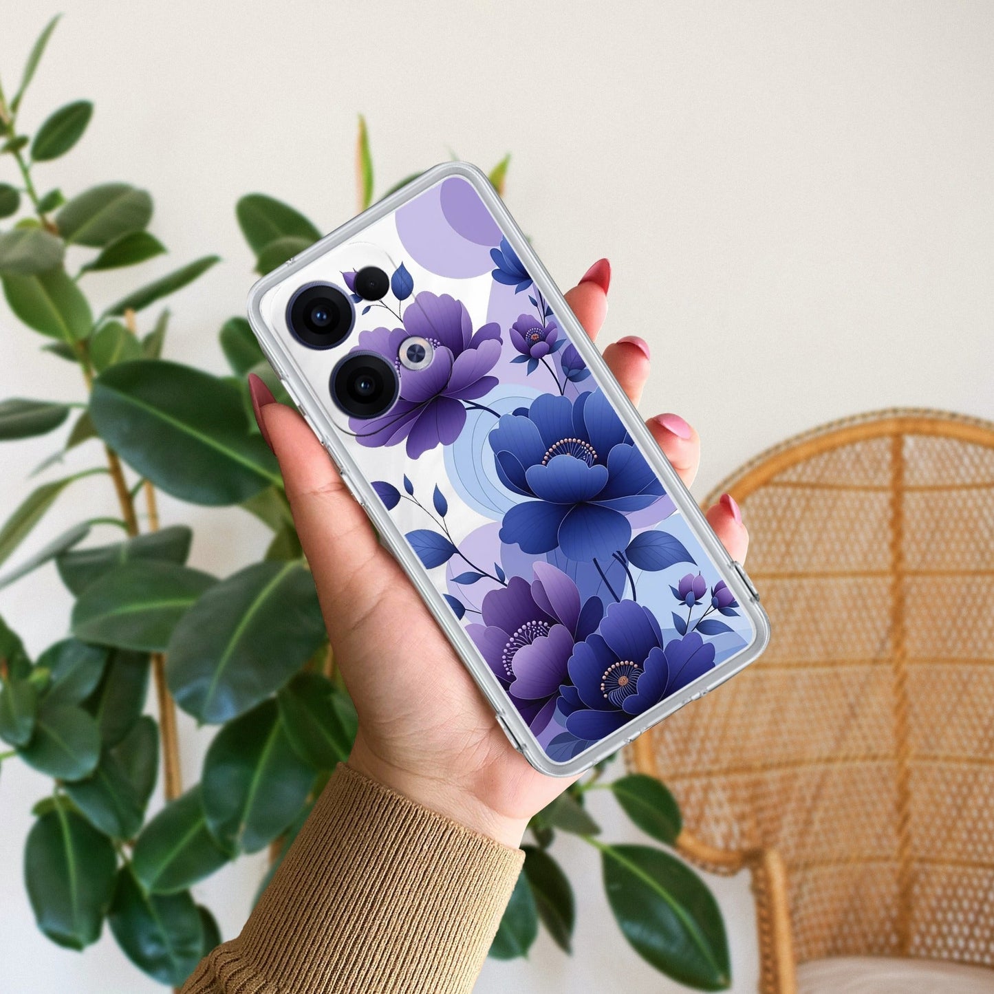 Midnight Bloom Transparent Silicon Case For Oppo