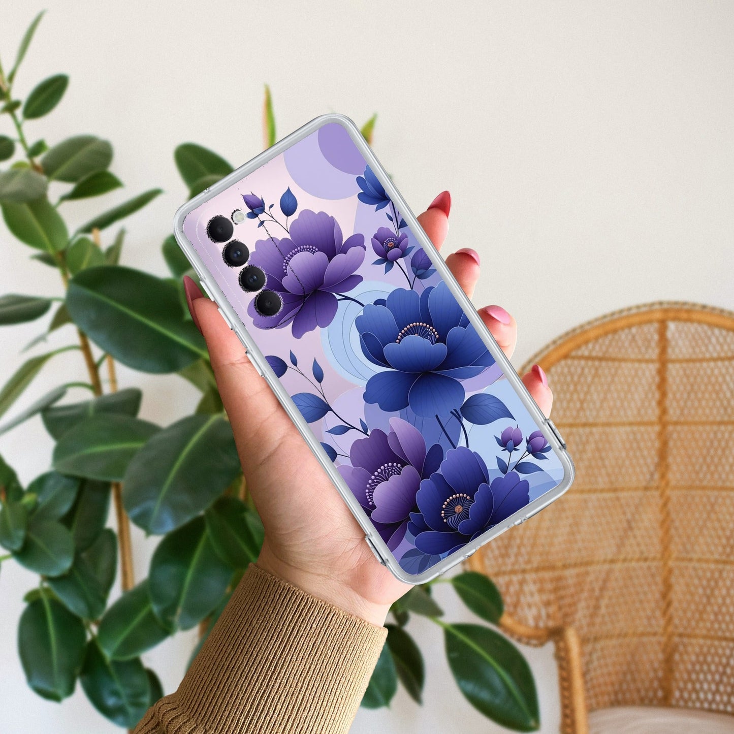 Midnight Bloom Transparent Silicon Case For Oppo