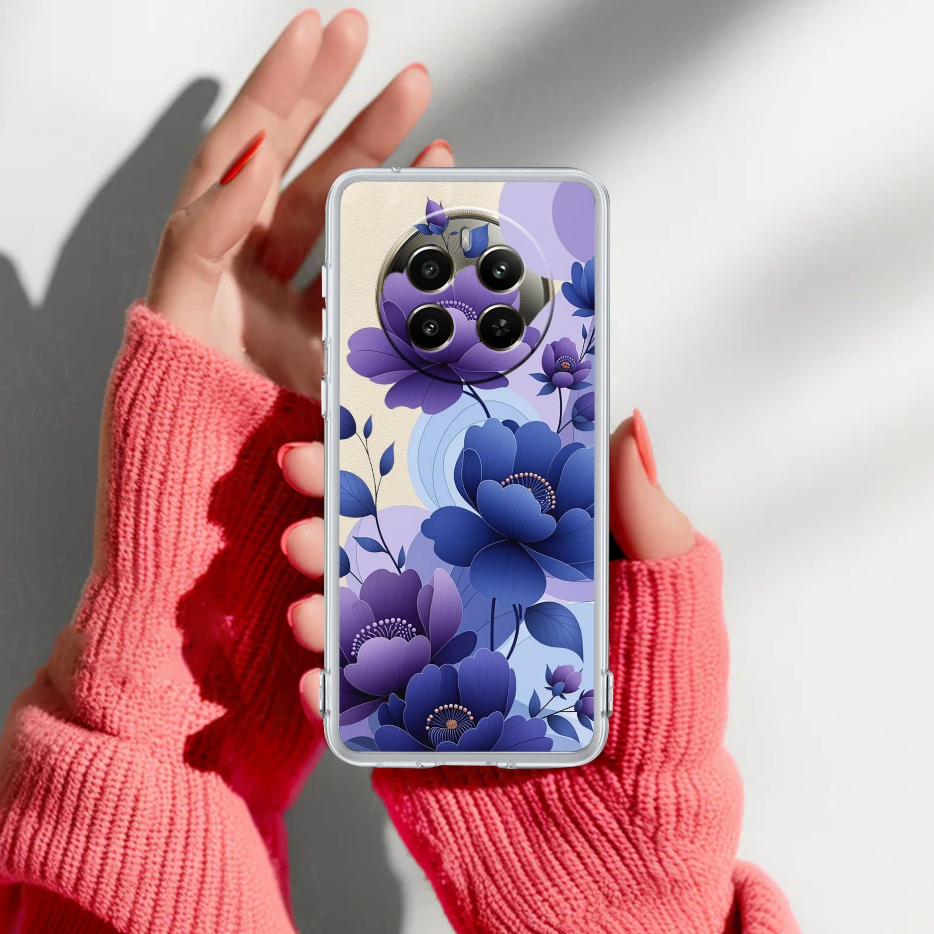 Midnight Bloom Transparent Silicon Case For Realme 12 Plus 5G