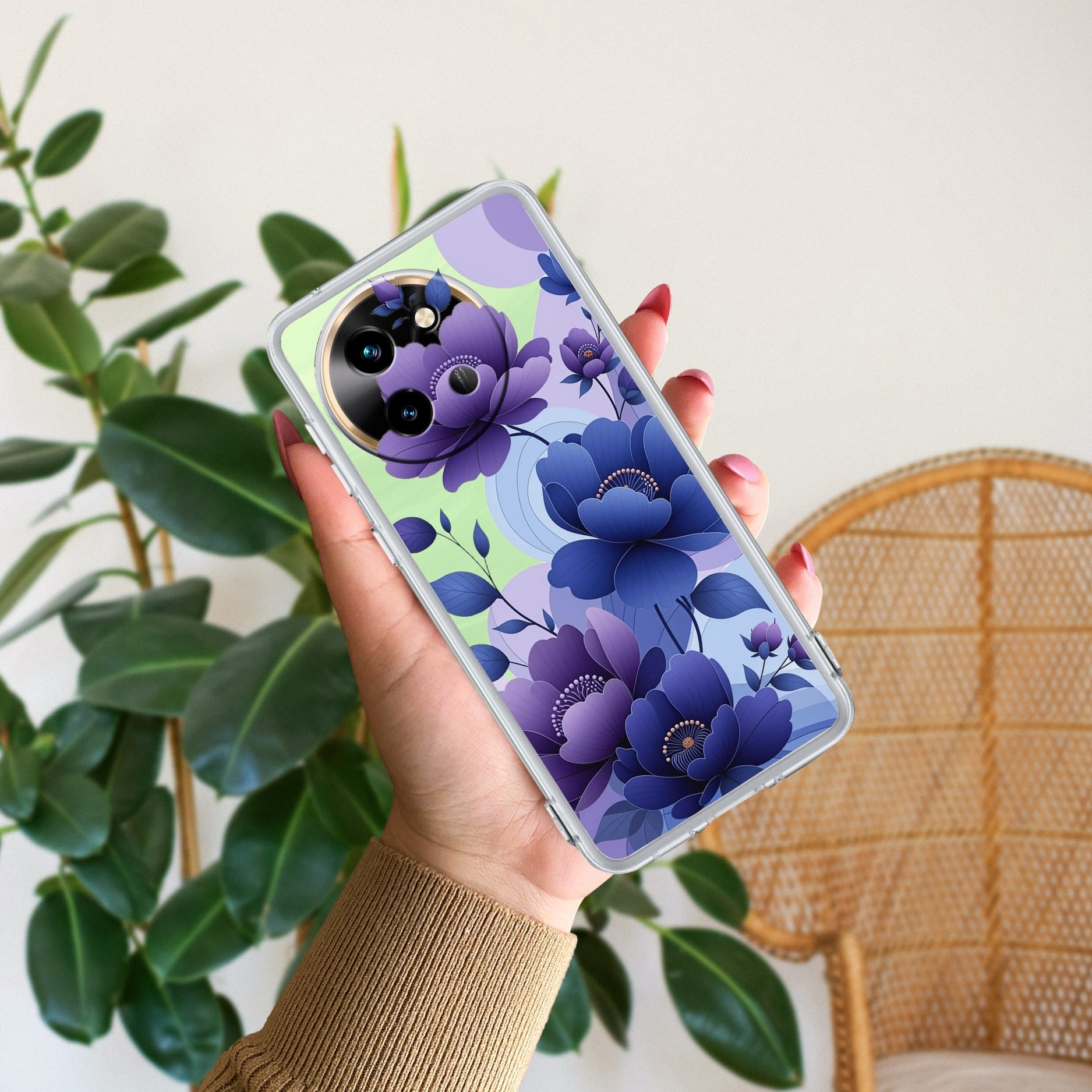 Midnight Bloom Transparent Silicon Case For Vivo T3X 5G