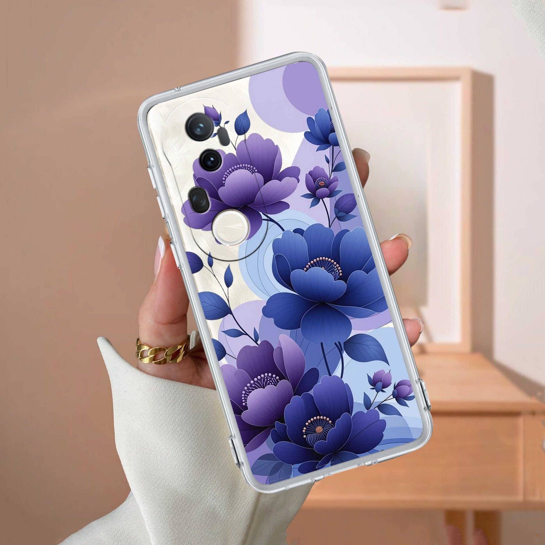 Midnight Bloom Transparent Silicon Case For Vivo T2 5G