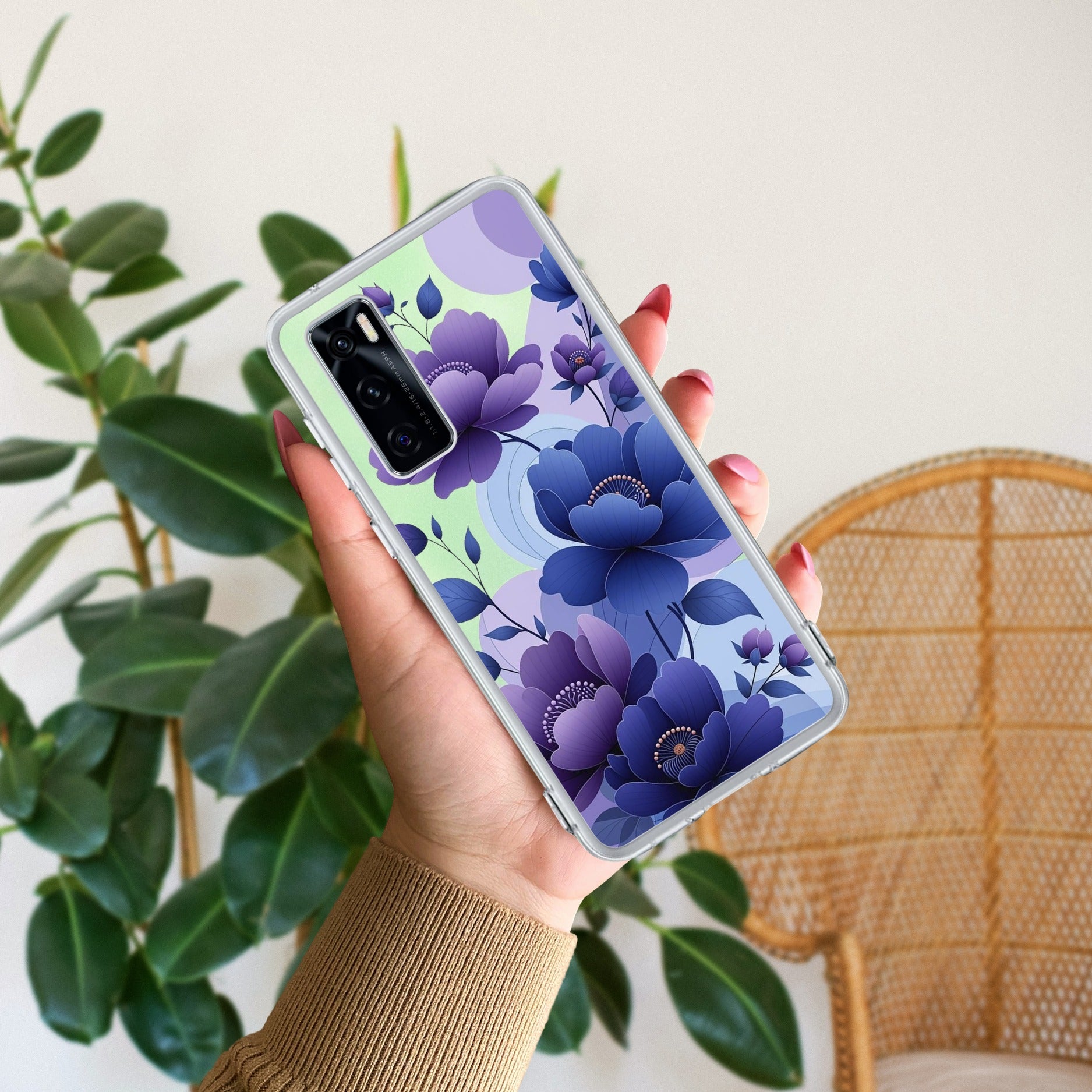 Midnight Bloom Transparent Silicon Case For Vivo V20 SE