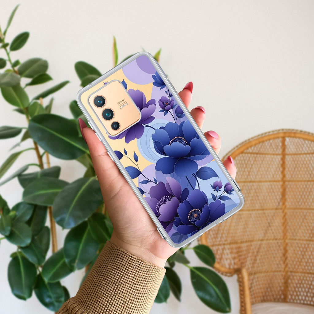 Midnight Bloom Transparent Silicon Case For Vivo V23 5G