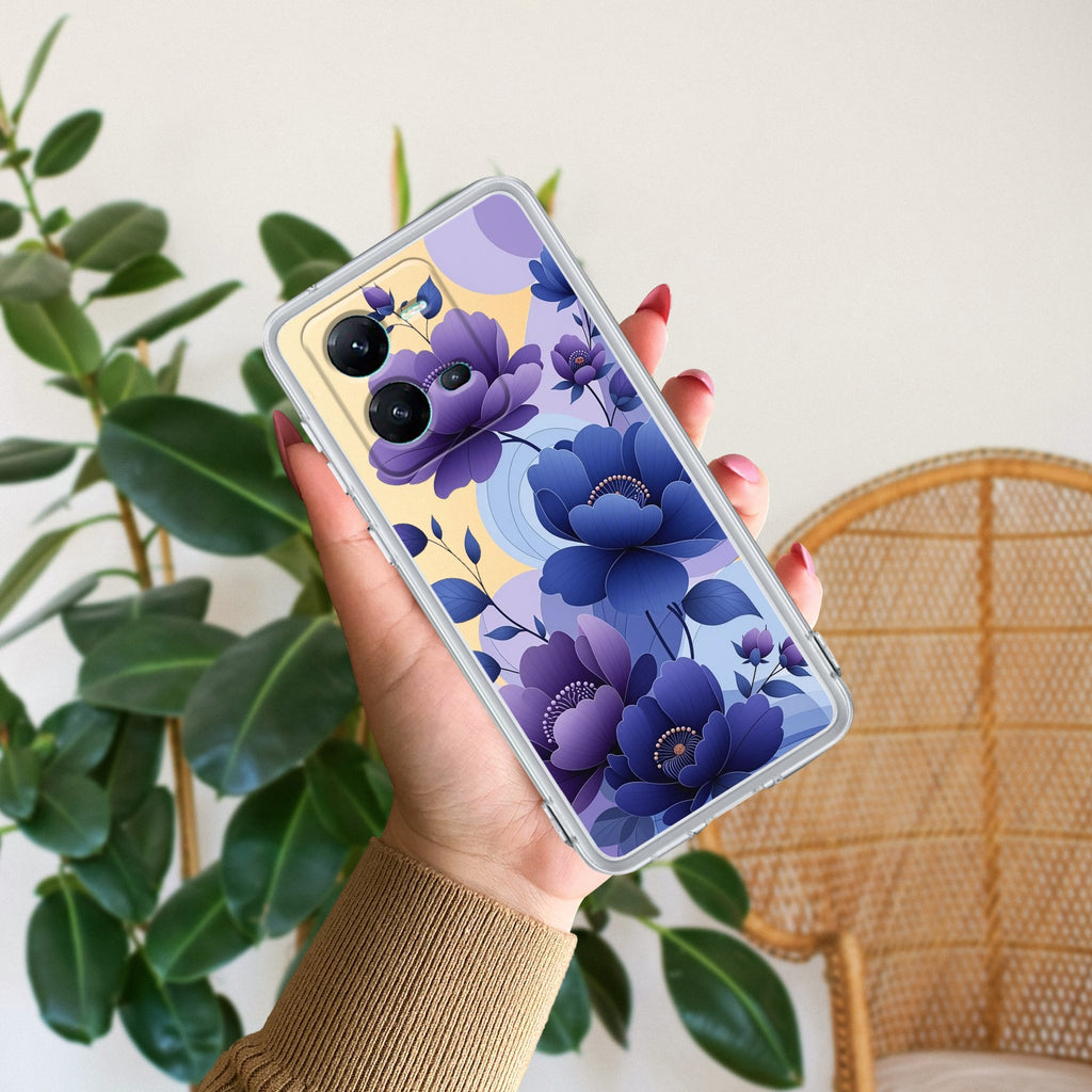 Midnight Bloom Transparent Silicon Case For Vivo V25