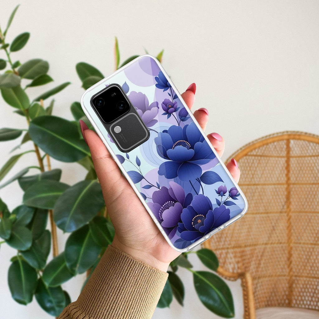 Midnight Bloom Transparent Silicon Case For Vivo V30 5G