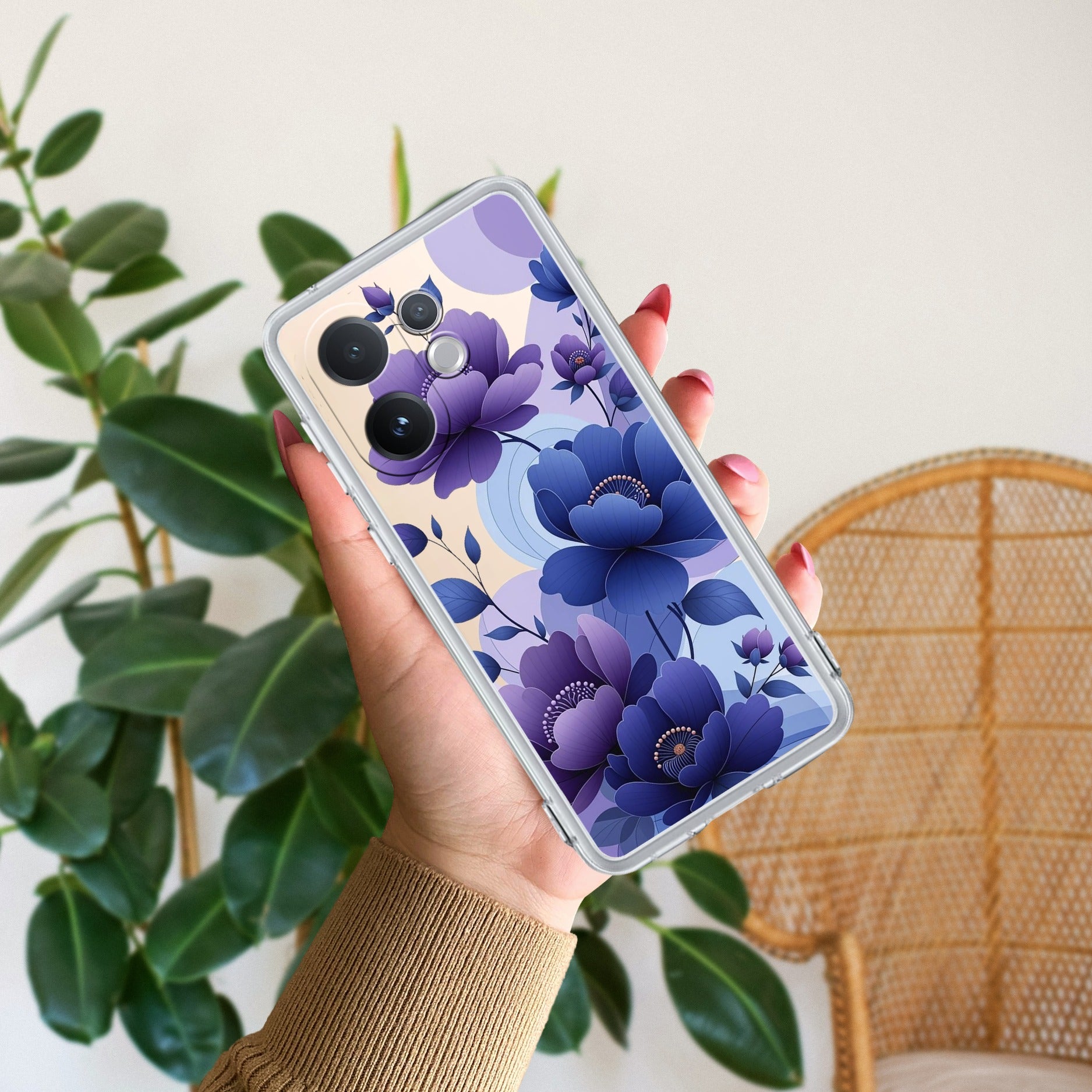 Midnight Bloom Transparent Silicon Case For Vivo V60 5G