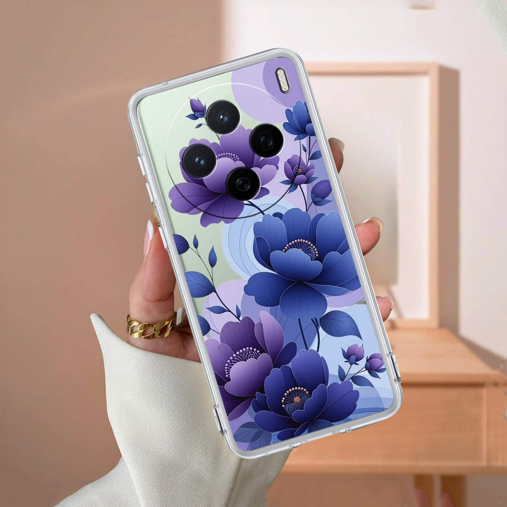 Midnight Bloom Transparent Silicon Case For Vivo
