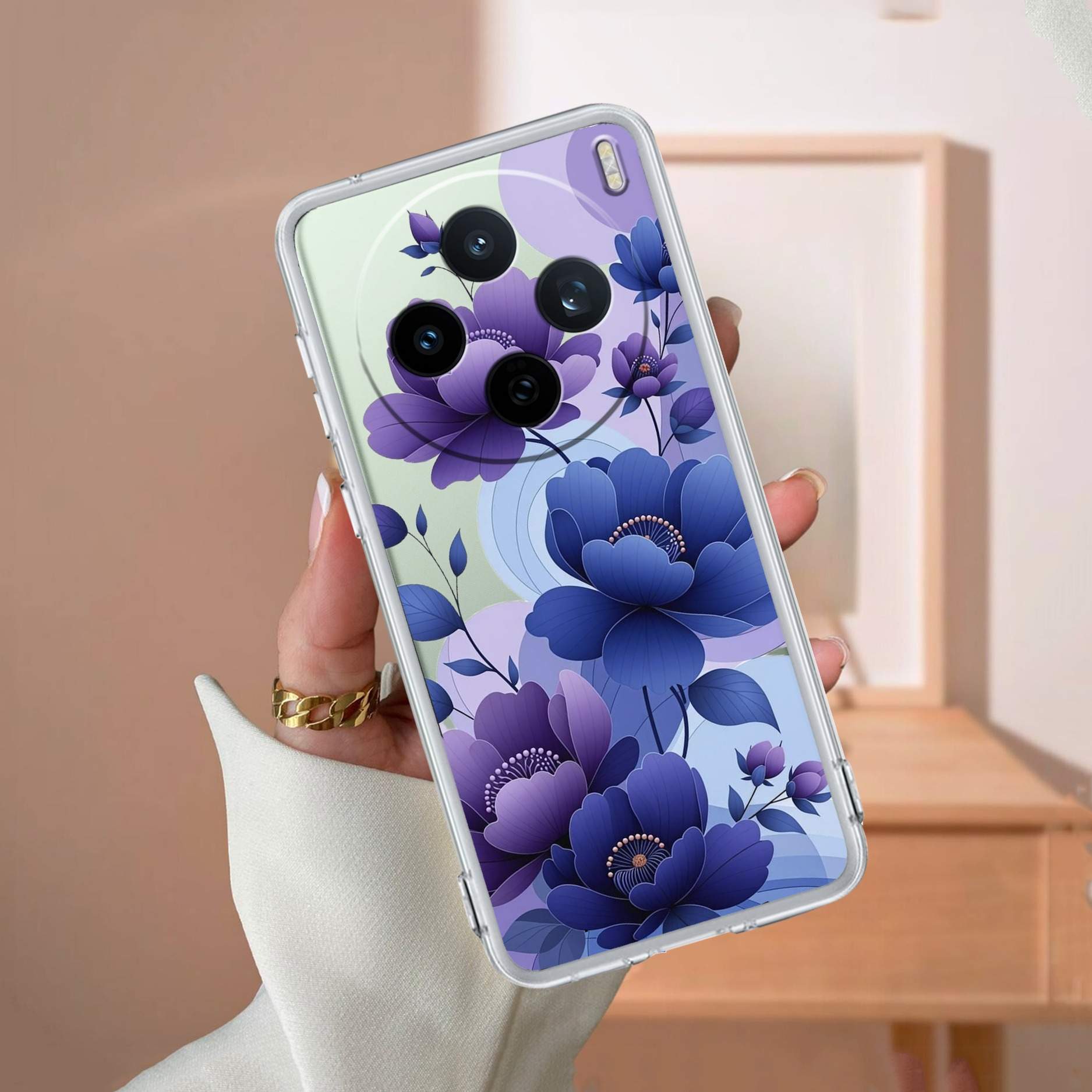 Midnight Bloom Transparent Silicon Case For Vivo X100 5G