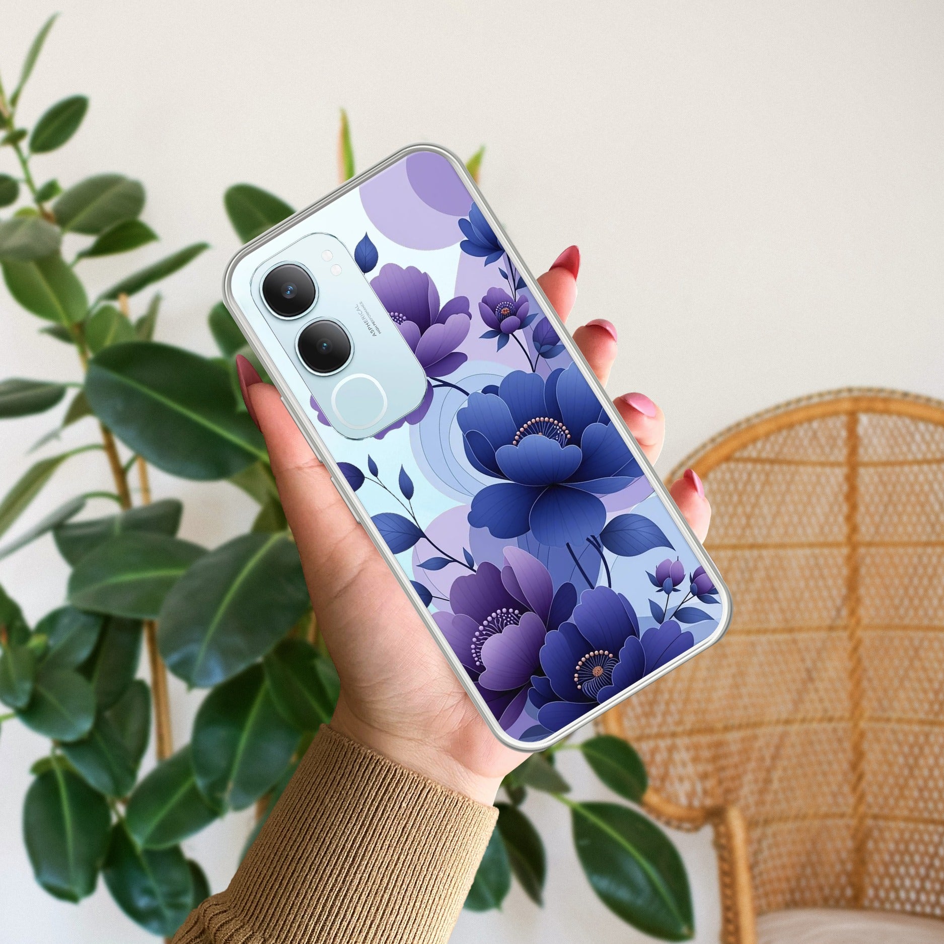 Midnight Bloom Transparent Silicon Case For Vivo Y29 5G