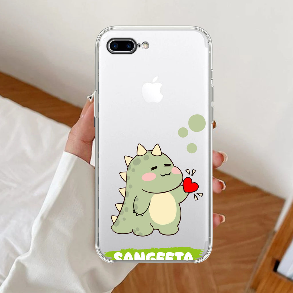 Mini Dino  Customize Anti Yellow Clear Case For iPhone 7 Plus / iPhone 8 Plus