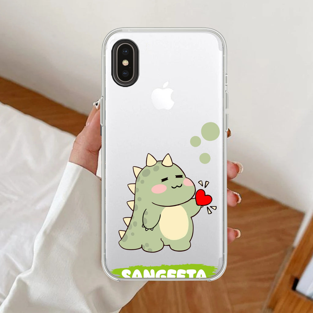 Mini Dino  Customize Anti Yellow Clear Case For iPhone XR