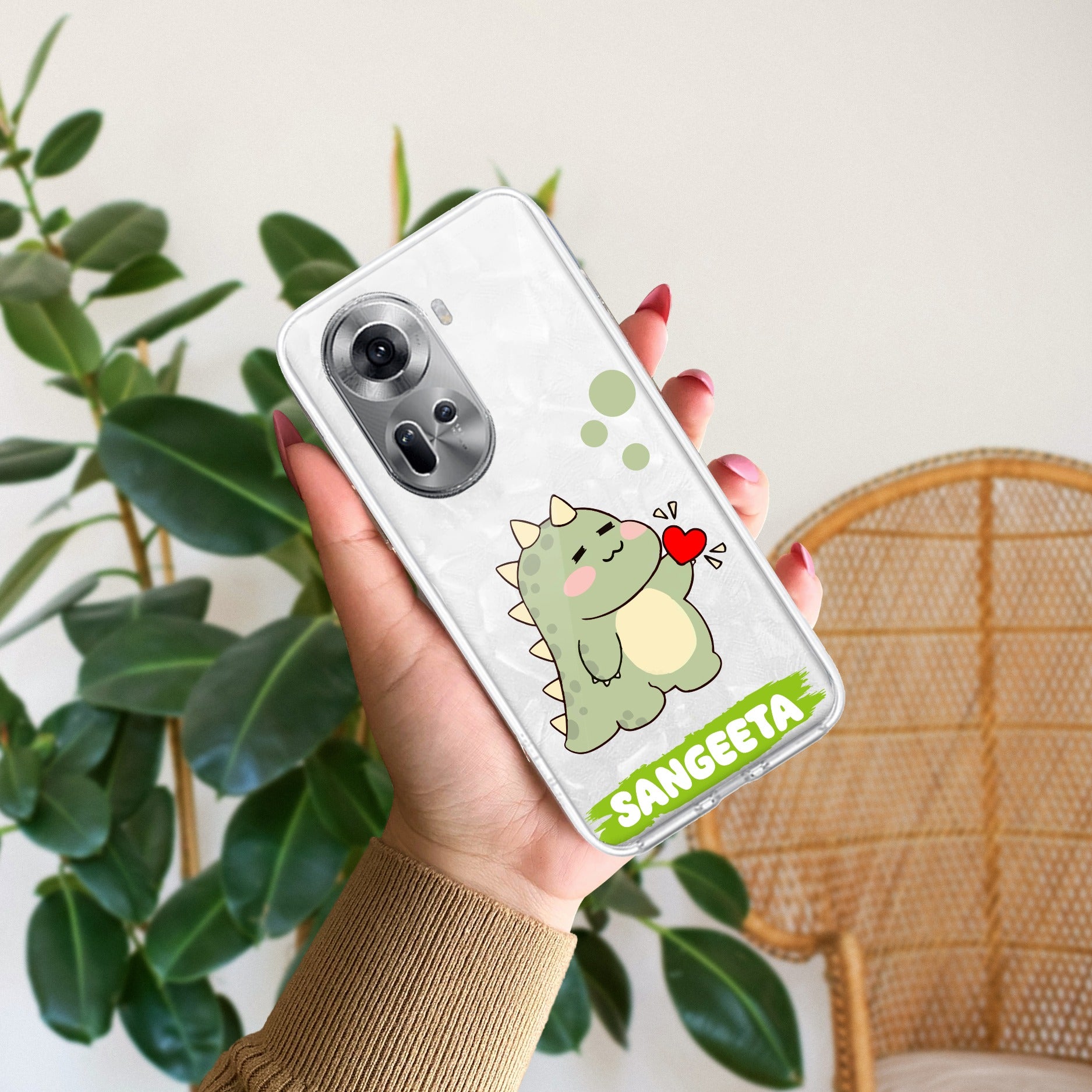 Mini Dino Customize Anti Yellow Case For Oppo Reno 11 5G
