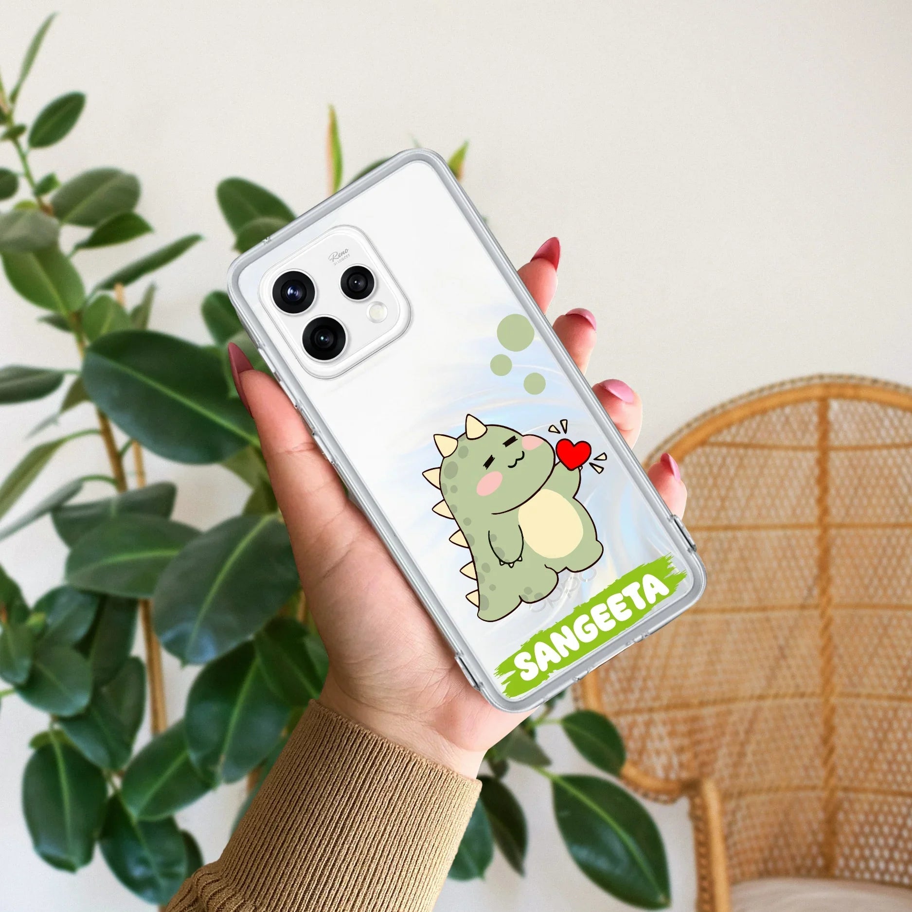 Mini Dino Customize Anti Yellow Case For Oppo Reno 15 5G