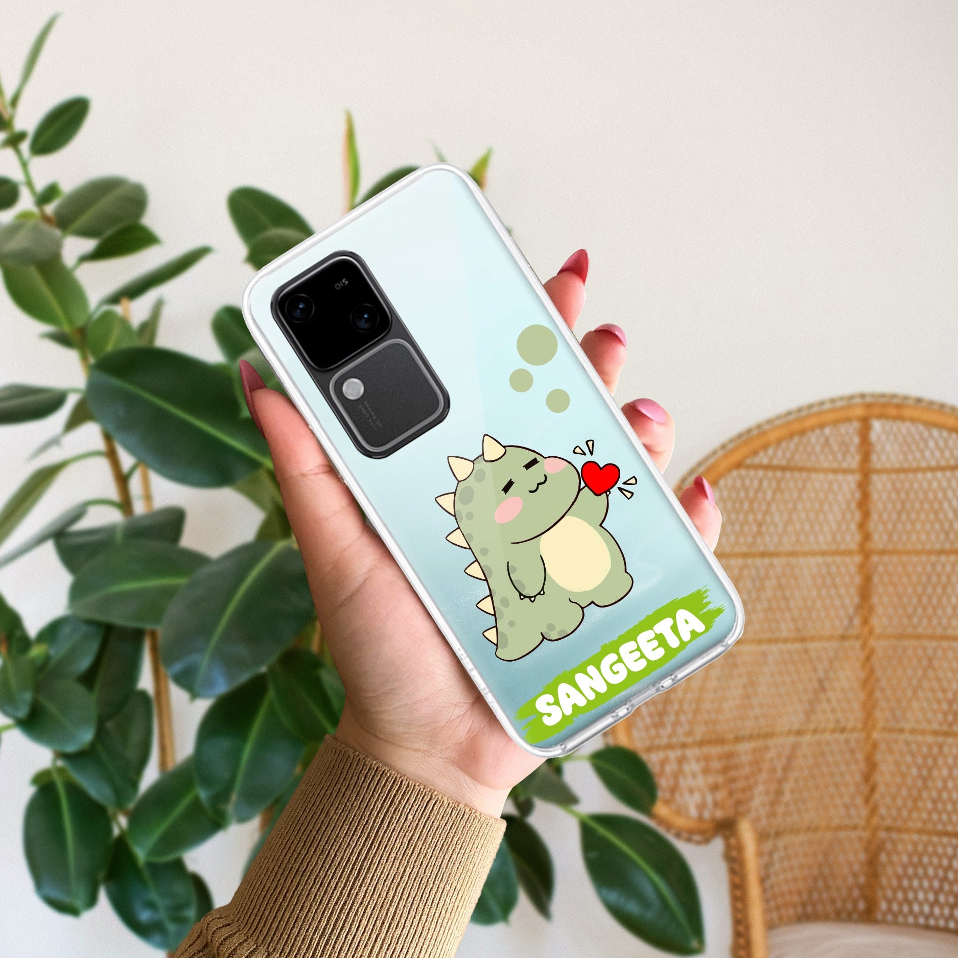 Mini Dino Customize Transparent Silicon Case For Vivo V30 5G
