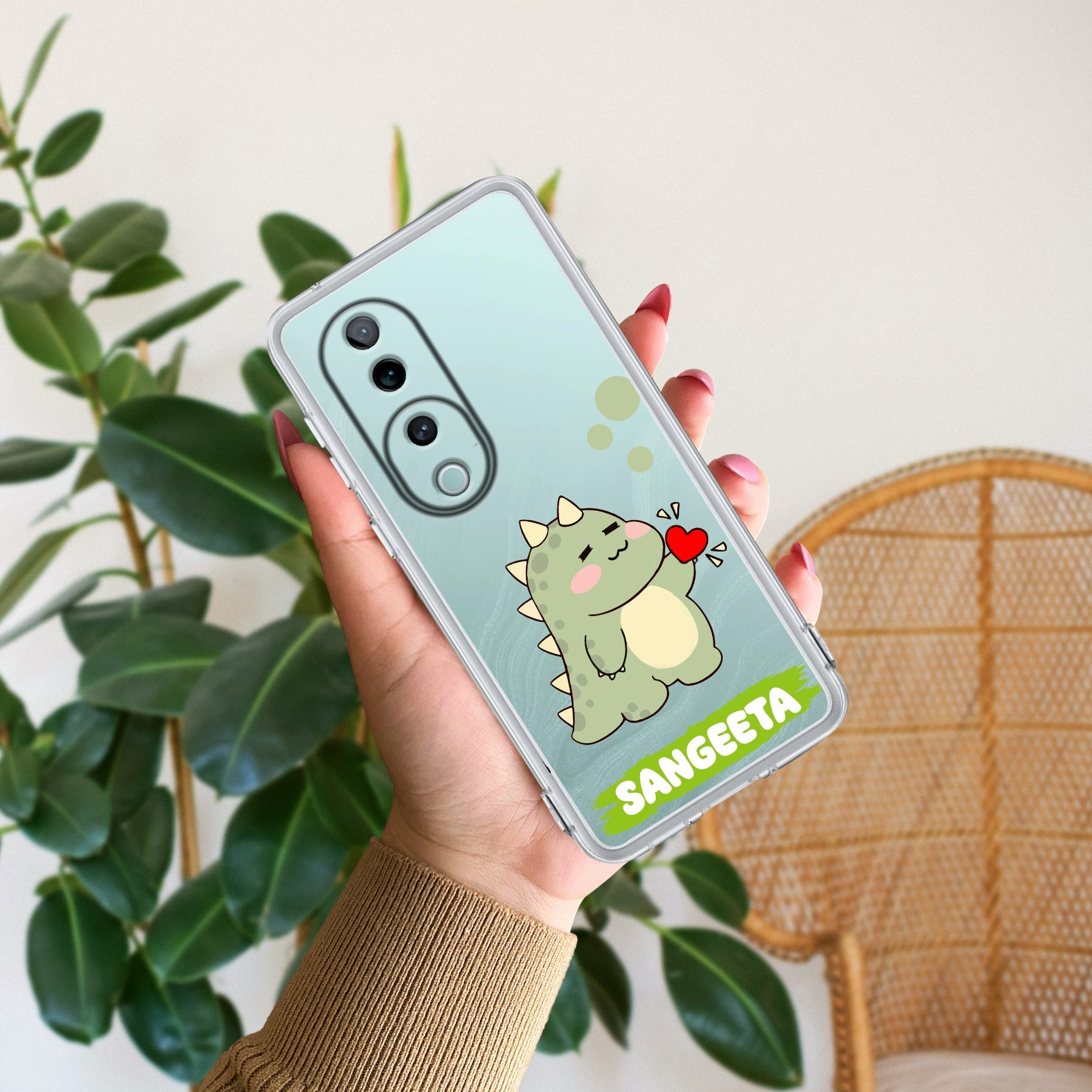 Mini Dino Customize Transparent Silicon Case For Vivo V40 5G