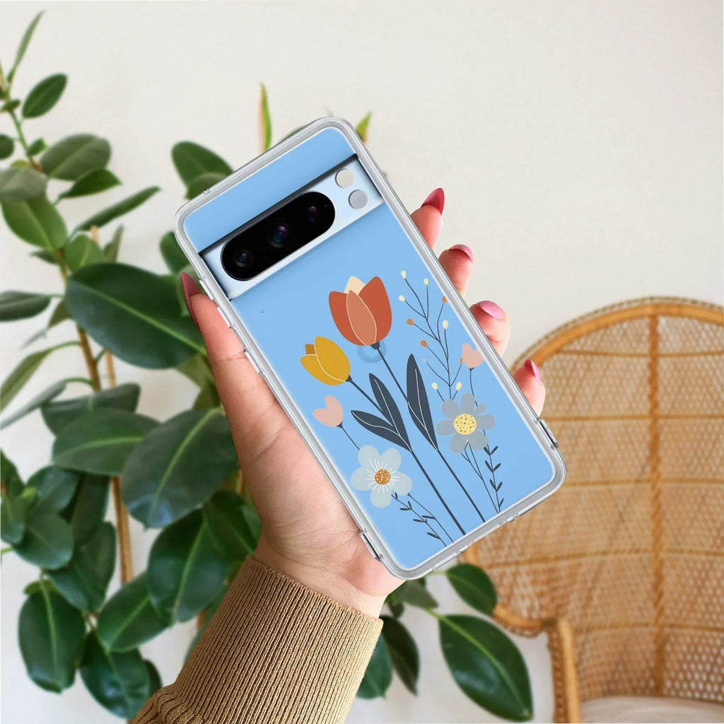 Minimal Flora Transparent Silicon Case For Google Pixel 8 Pro 5G