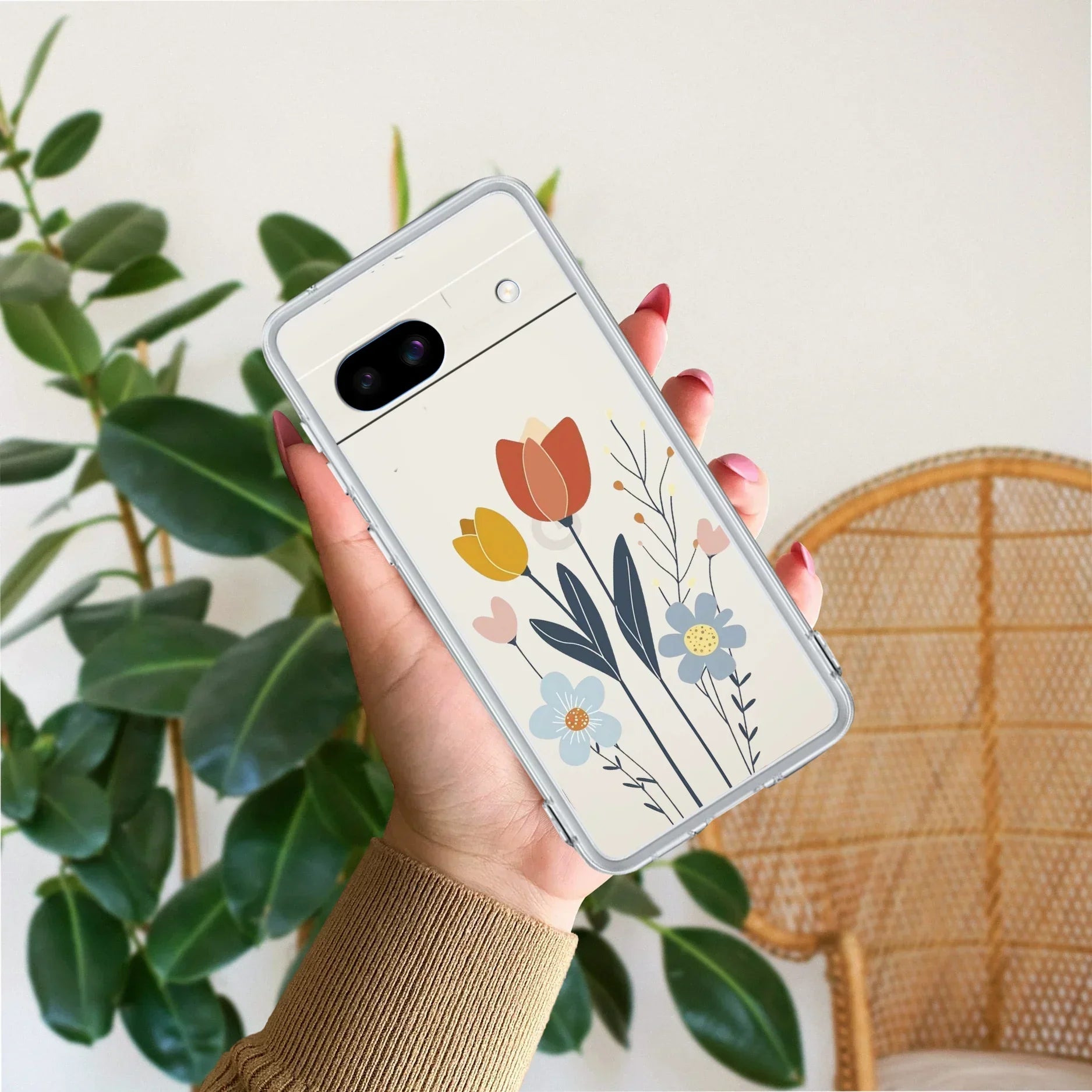 Minimal Flora Transparent Silicon Case For Google Pixel 8a 5G